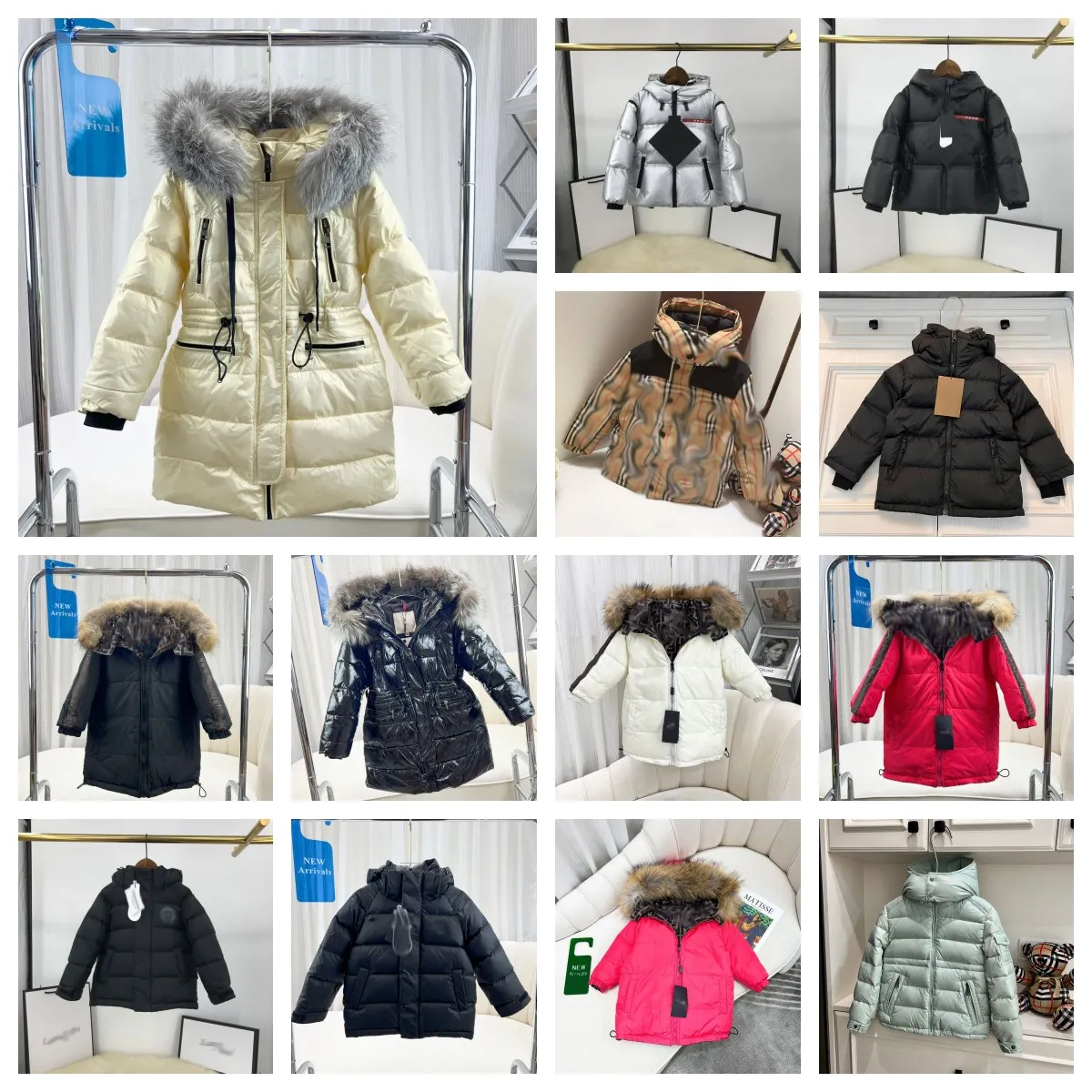 Designer Winter First Down Coat For Kids Button Zipper Warm