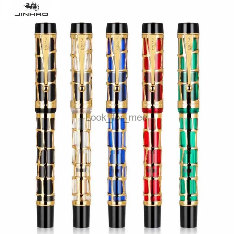 Stylos à plume Jinhao nouveau en douceur nouveau siècle 100 or galvanoplastie creux stylos à plume pour l'écriture papeterie cadeau d'affaires de noël HKD230904