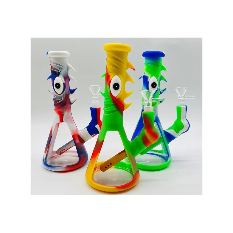 New Arrival Square Eye Smoking Bottle Art Glass Beaker Smoking Water Pipe Wholesale