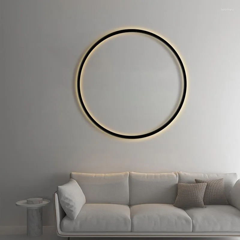 Vägglampring led lätt nordisk minimalistisk runda för vardagsrum sovrum heminredning belysning fixtur