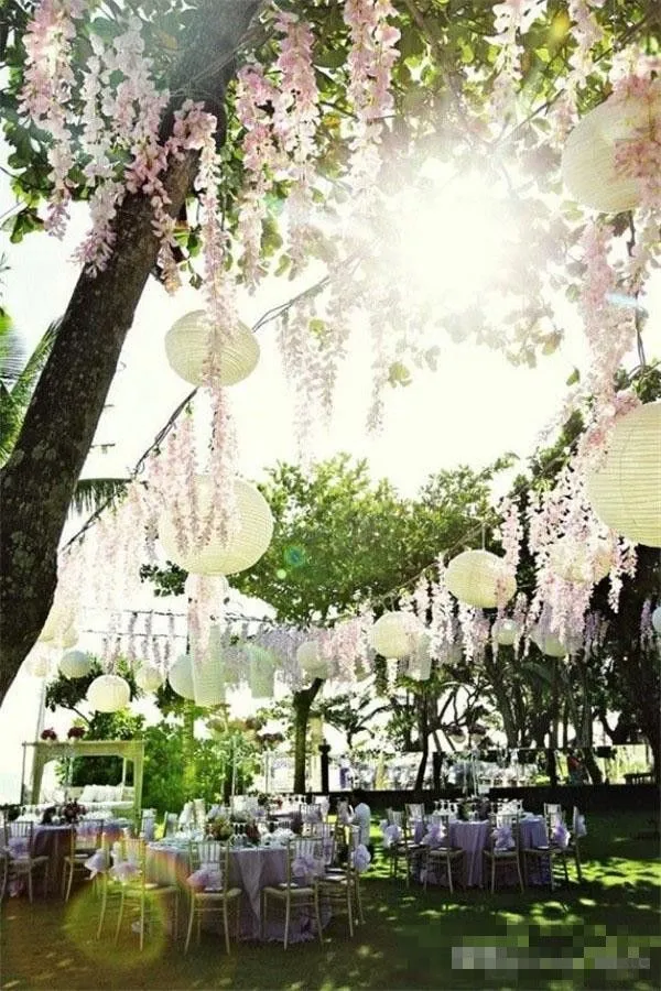 Great Gatsby Home Party Garden Flower Decoation Elegant Artifical Silk Flower Wisteria Vine Wedding Decorations more quantity more beautiful