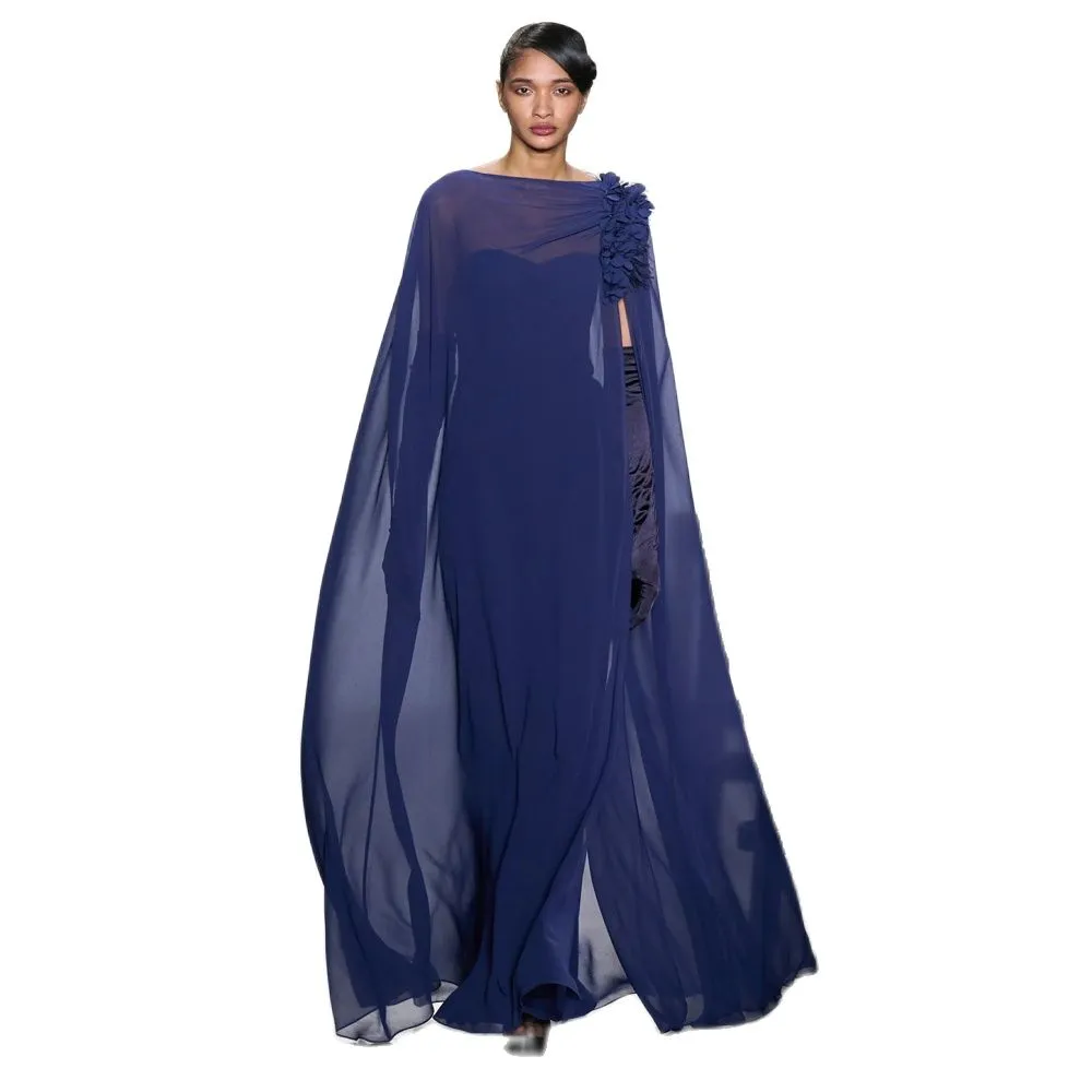 white christmas dresses Lilac crepe dress with a chiffon cape main image 1