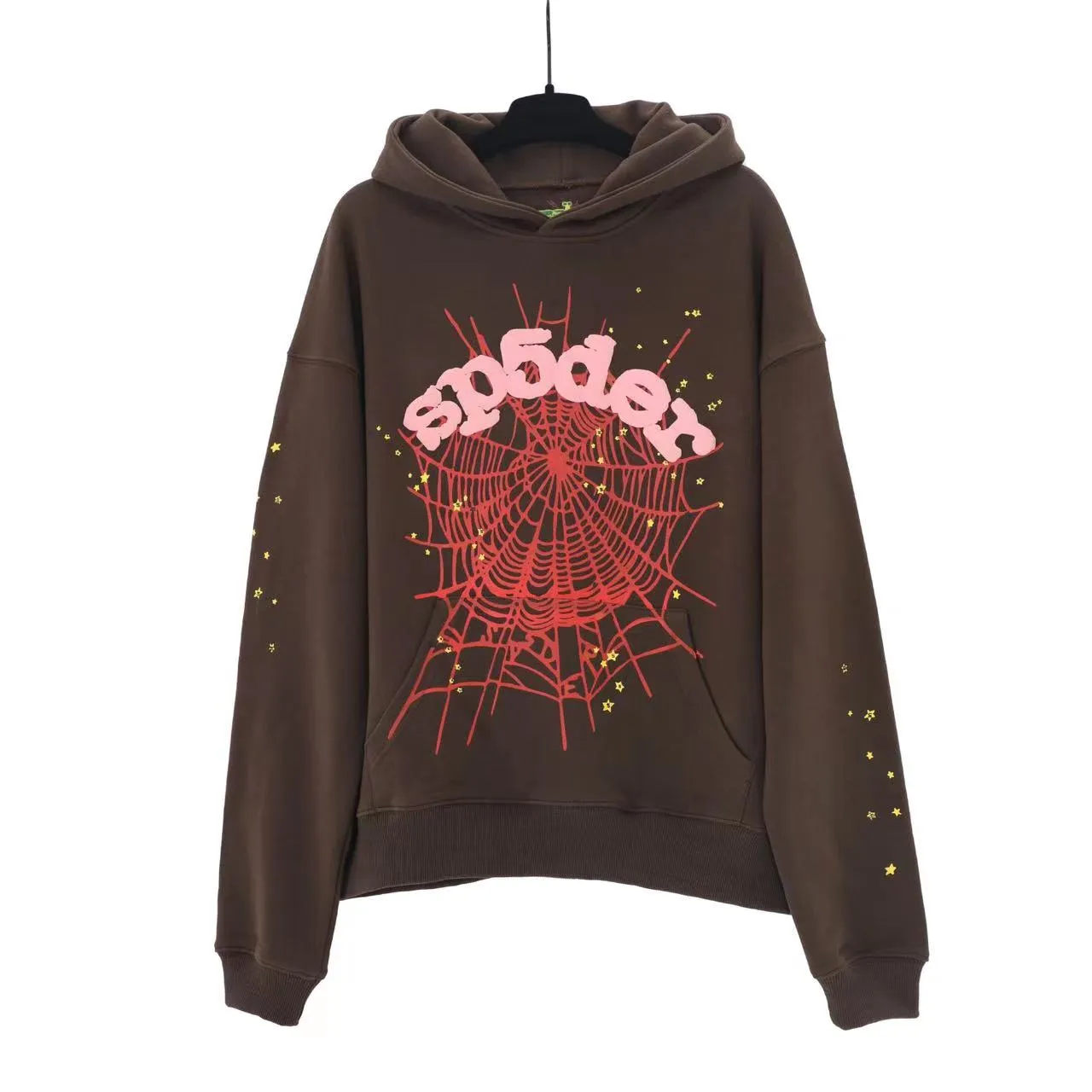 Felpa con cappuccio ragno rosa 555 MENS ROSSO E BLACO Lettering di alta qualità Nuovi felpe con cappuccio ragno per uomo Domande da donna inverno felpe di moda 555 con cappuccio ragno qzul