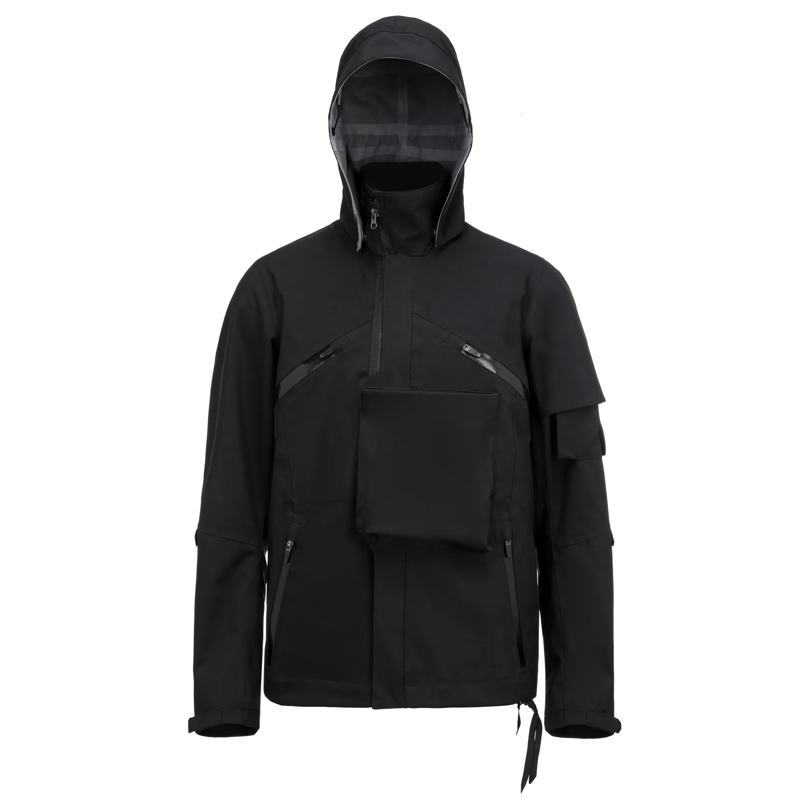 Мужские куртки Ninja предупреждение Storm Jacket Flak Pocket водонепроницаемая полиамидная ткань 3L со съемным капюшоном techwear 230901