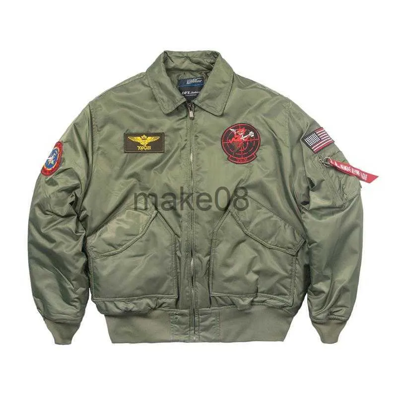 Vestes pour hommes TOP GUN CWU45P Patch Broderie Style Militaire Bomber Veste Pilote Vol Manteau D'hiver J230904