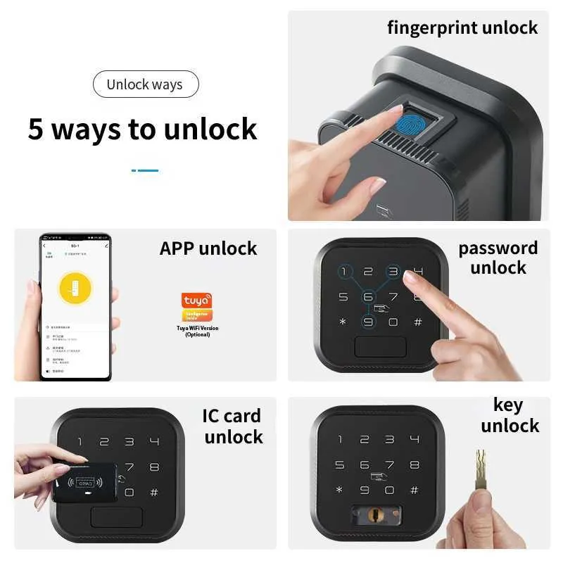 Dörrlås Tuya WiFi Smart Door Lock Ttlock Bluetooth FingerPrint Lock Password IC Card Key App Lås upp enstaka spärrlås för inomhusdörr HKD230903