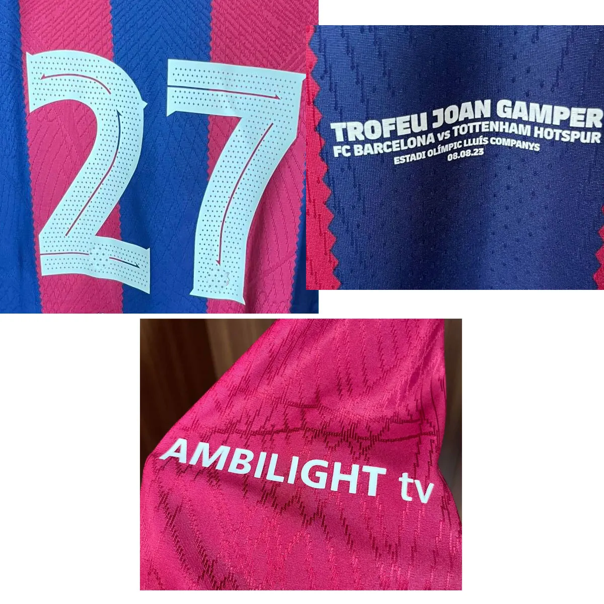 Souvenirs à collectionner 2023 TROFEU JOAN GAMPER Maillot Match Porté Joueur Problème Lewandowski Gavi Pedri Football Patch Badge Impression