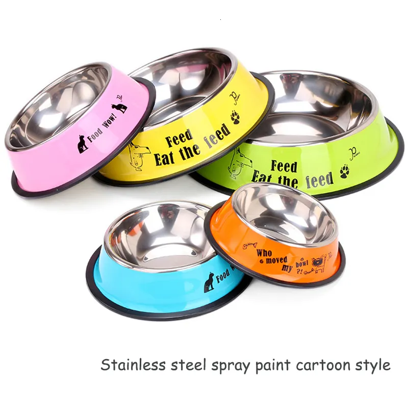 Dog Bowls Feeders 3 Styles Pet Feeding Bowls Stainless Steel Non-slip Dog Bowl Durable Anti-fall Cat Puppy Feeder For Dogs Teddy Golden Retriever 230901