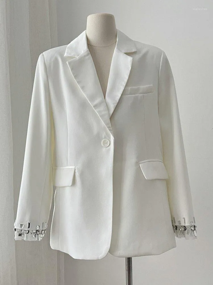 Costumes pour femmes Haute qualité Français Luxe Perles Blazer Manteau pour femmes 2023 Automne Mode coréenne Costume décontracté Outwear Casaco Feminino