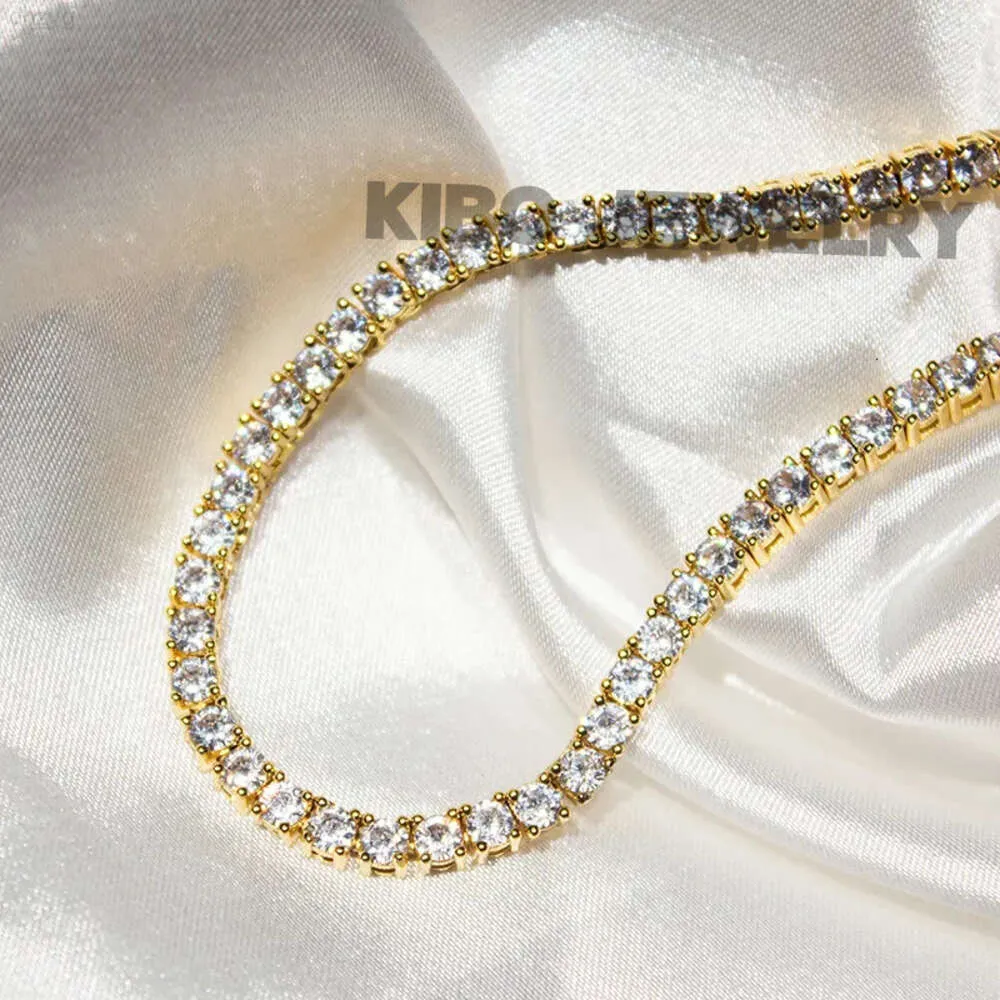 Ювелирные изделия Kibo, настоящее ожерелье из чистого золота 9 К, 10 К, 14 К, Iced Out, Vvs d, цвет, муассанит, бриллиант, 10-каратное золото, теннисная цепочка
