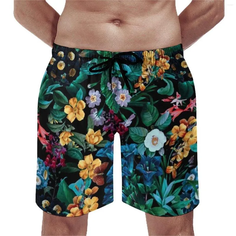 Men's Shorts Board Tropical Retro Swim Trunks Garden Floral Print Men Quick Drying Surfing Large Size Beach Short Pants
