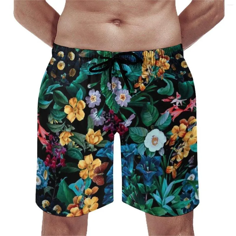 Herren Shorts Board Tropical Retro Badehose Garten Blumendruck Männer Schnelltrocknend Surfen Große Größe Strand Kurze Hosen