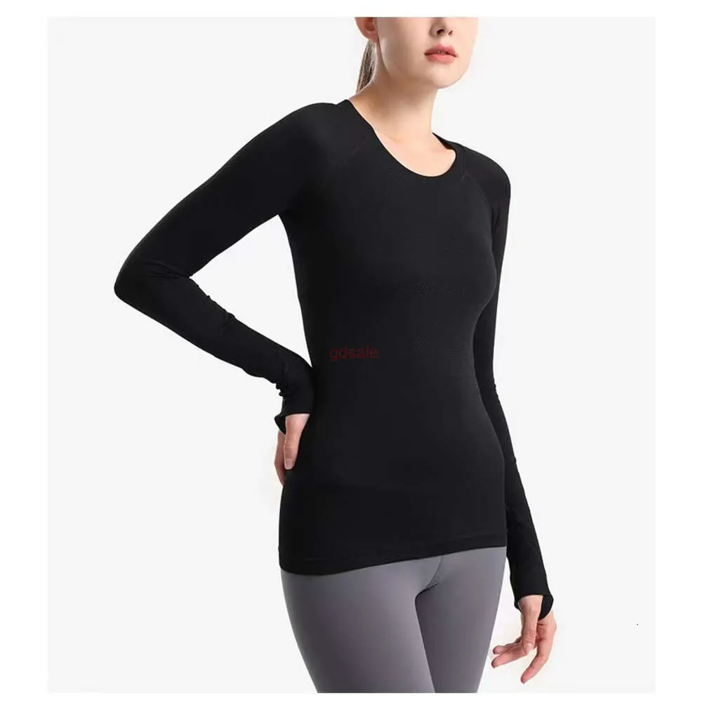 Elastische Gym Yoga Shirts dames breisels en T-shirts Lange mouwen Dames Slim Mesh Running Sportjack Sneldrogend Zwart Fitness Sweatshirts Tops