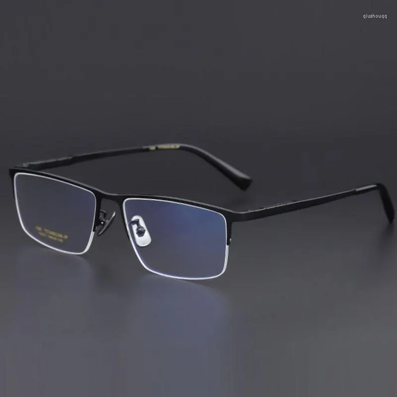 Lunettes de soleil Cadres Pure Titanium Spectacle Cadre Demi-homme Grand visage peut être équipé de lentilles de prescription Nyopia 910