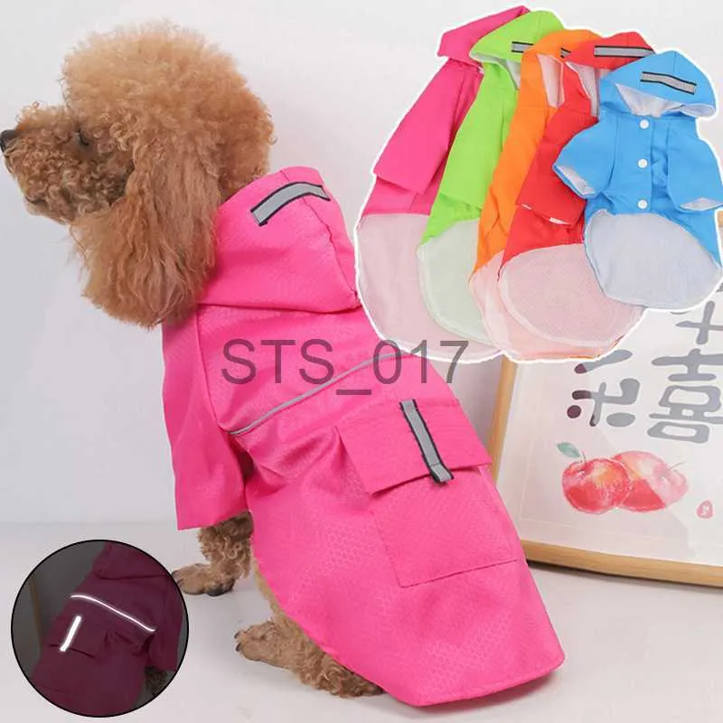 Abbigliamento per cani S-XL Animali domestici Vestiti per cani Impermeabili con cappuccio Striscia riflettente Cani Cappotto antipioggia Impermeabile et Abbigliamento traspirante per esterni Per cuccioli x0904