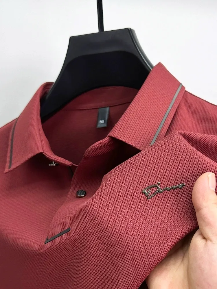 Polos para hombres Marca de manga larga Polo de gama alta Cuello casual de negocios Impresión exquisita A prueba de arrugas Camiseta de primavera y otoño 230901