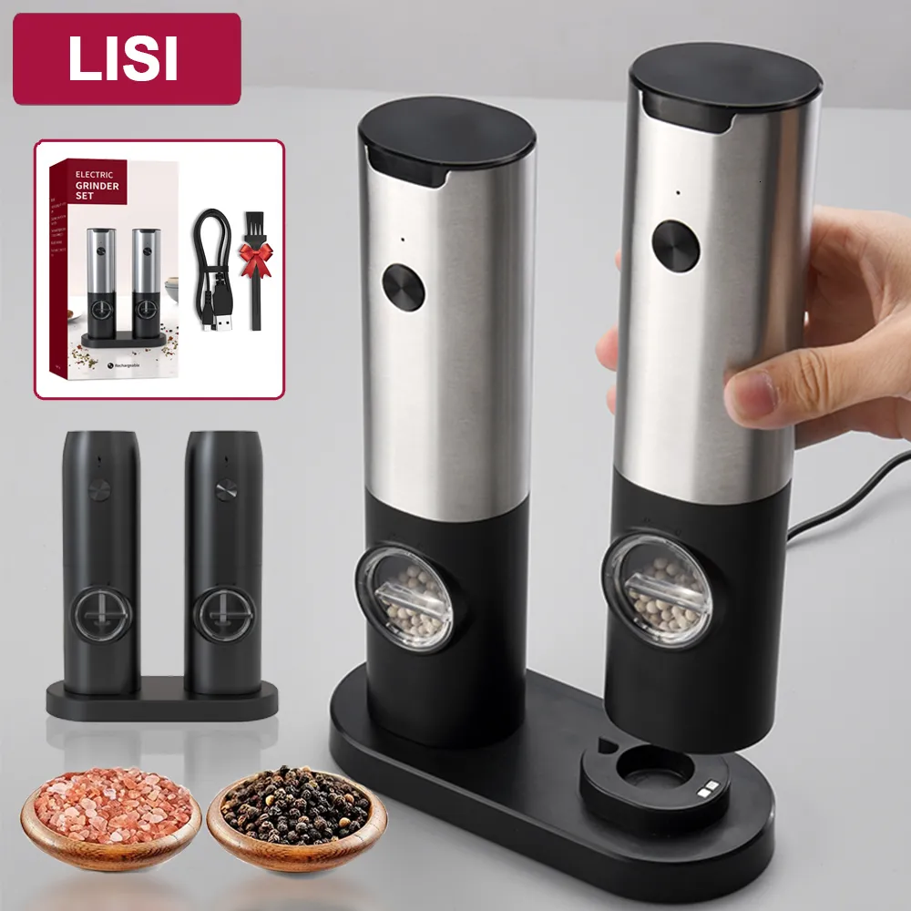 Automatic Electric Salt & Pepper Grinder Set - USB Rechargeable Spice ...