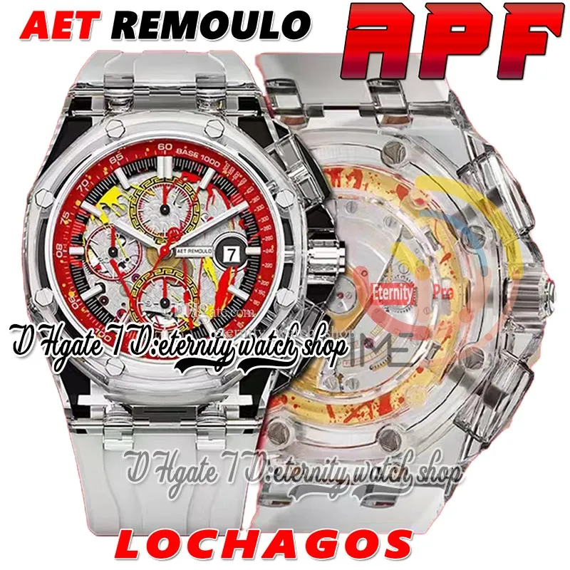 APF AET Sparta Lochagos Cal.3126 A3126 Automatic Chronograph Mens Watch Crystal Case Irregular Graffiti Stylistic Dial Rubber Strap Super Edition eternity Watches