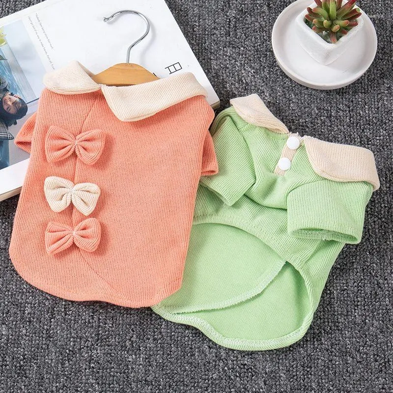 Dog Apparel Princess Style Clothes Shirt Bowknot Pet Clothing Fashion Casual Dogs Thin Sweet Costume Pink Bichon Spring Summer Wholesale