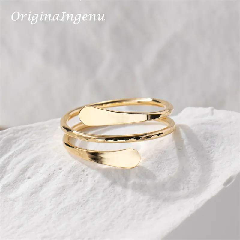 Alianças de casamento 14K Cincin Manset Gelas Dipalu Berisi Emas Cincin Gelang Buatan Tangan Cincin Perhiasan Minimalis Cincin Boho Perhiasan Tahan Noda Halus 230904