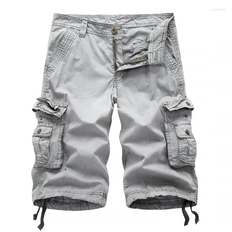 Sous-vêtements hommes shorts vert cargo été coton mâle rabat poches jogger décontracté travail armée tactique