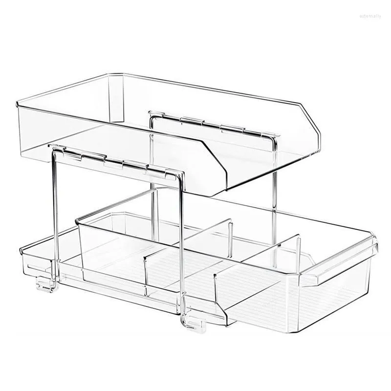 Storage Bags Sliding Cabinet Basket 2 Tier Pull Out Organizer Shelf Drawer Clear Organization And Box With Dividers