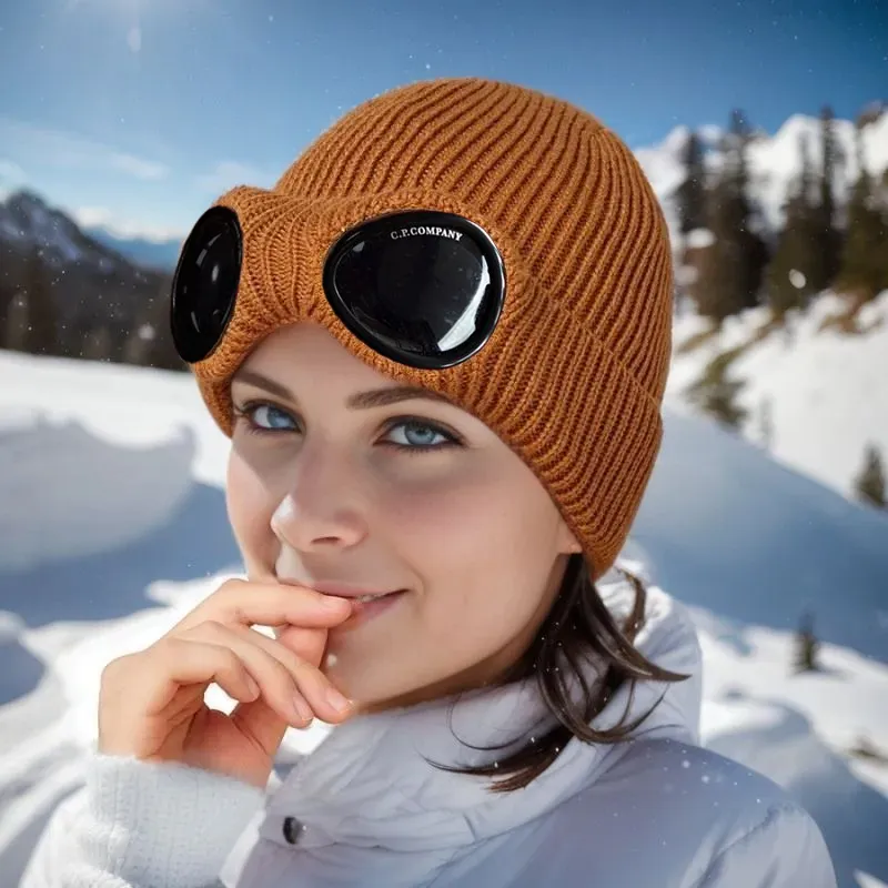 2023 new CP glasses hat autumn and winter knitted hat windproof hat men and women outdoor warm couple wool hat trendy brand knitted hat