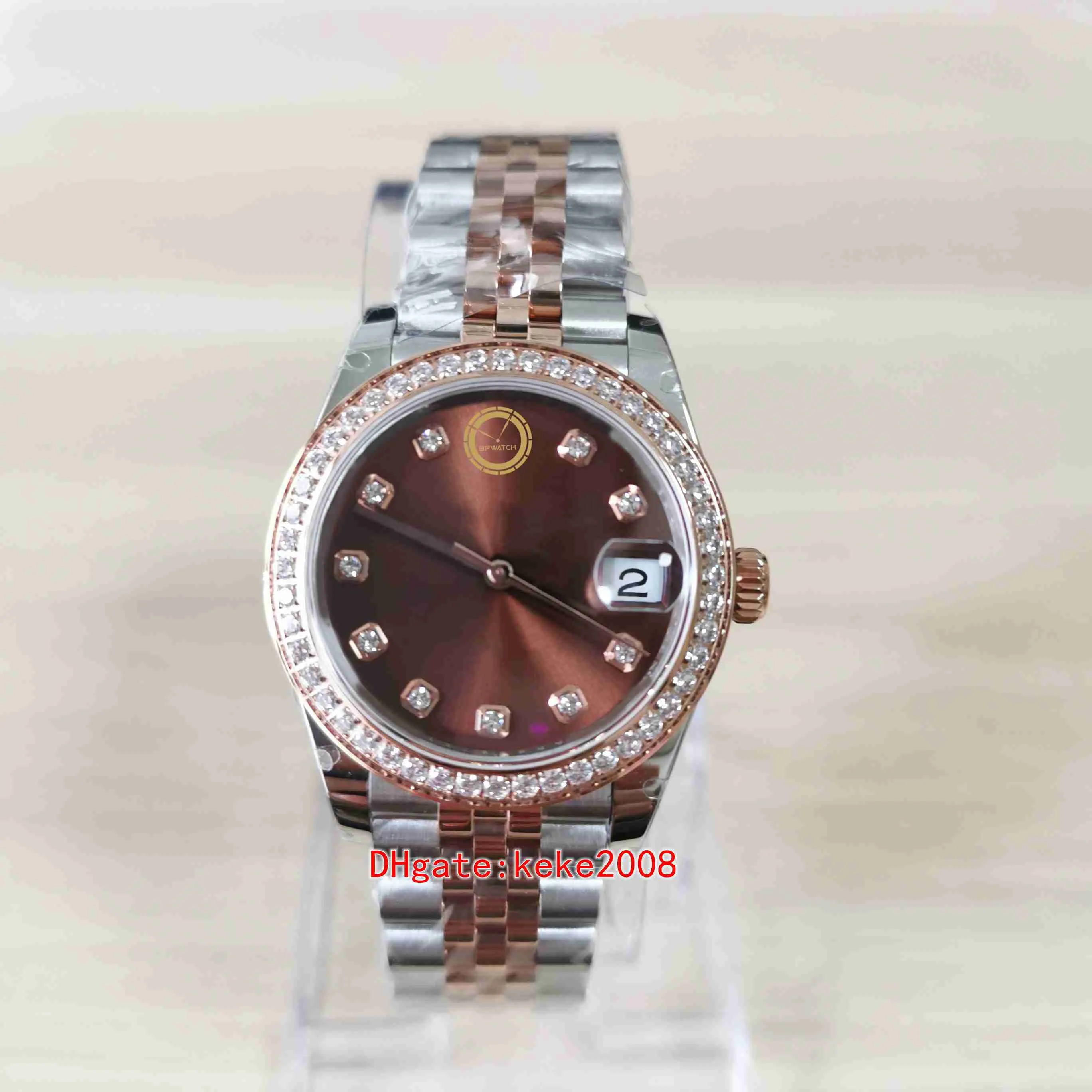 BPF Woman Watch 178382 31 mm Rose Gold Steel dwa tony czekoladowe diamentowe szafirowe Jubile 2813 ruch automatyczny mechaniczny Ms. zegarki zegarki