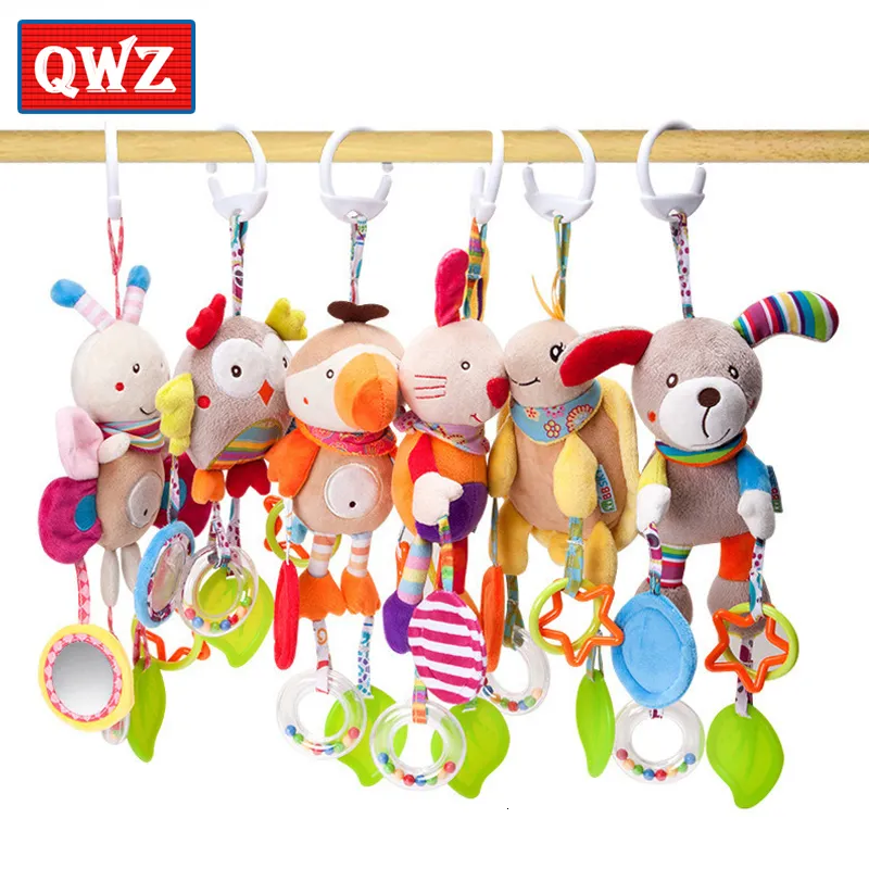 Hochets mobiles QWZ dessin animé bébé jouets 012 mois lit poussette mobile suspendus hochets né en peluche infantile pour garçons filles cadeaux 230901