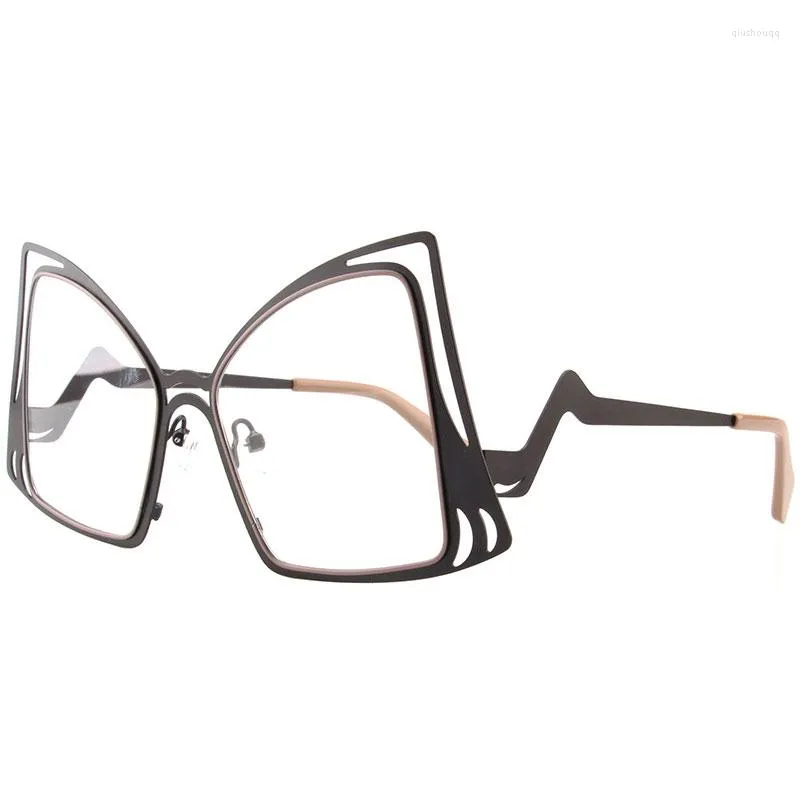 Sunglasses Frames Oversized Retro Cat Eye Personality Irregular Hollow Men Women Alloy Glasses Frame Fashion Myopia Prescription