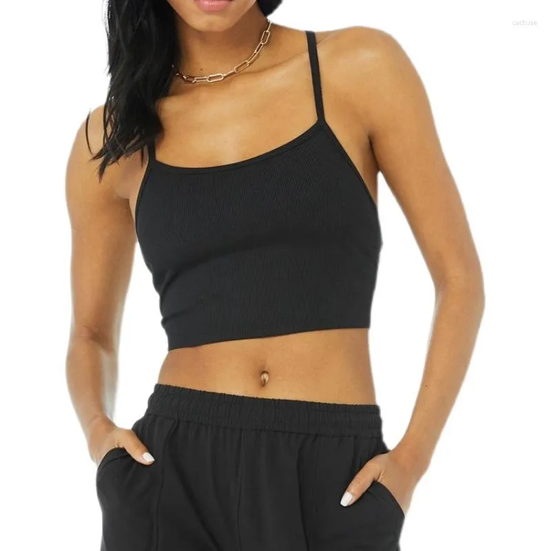 Aktiva skjortor Yoga Underkläder BRA ett stycke Back Forming Sockproof Camisole Fitness Running Top Workout Tops for Women