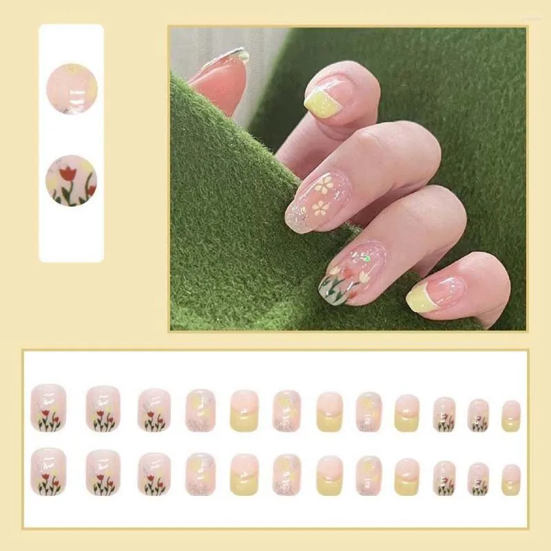 False Nails Flowers Manicure Tools Full Cover Press On Nail Decorations Stars 3D Art Tips Fake