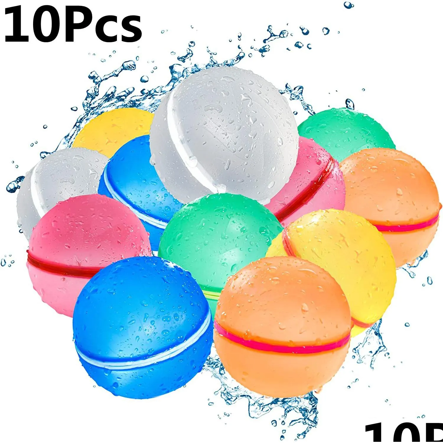 Party Balloons 10st magnetiskt återanvändbart vatten Summer Bomb Splash Balls Outdoor Beach Spela Toy Pool Games for Kids Drop Delivery Dhukf