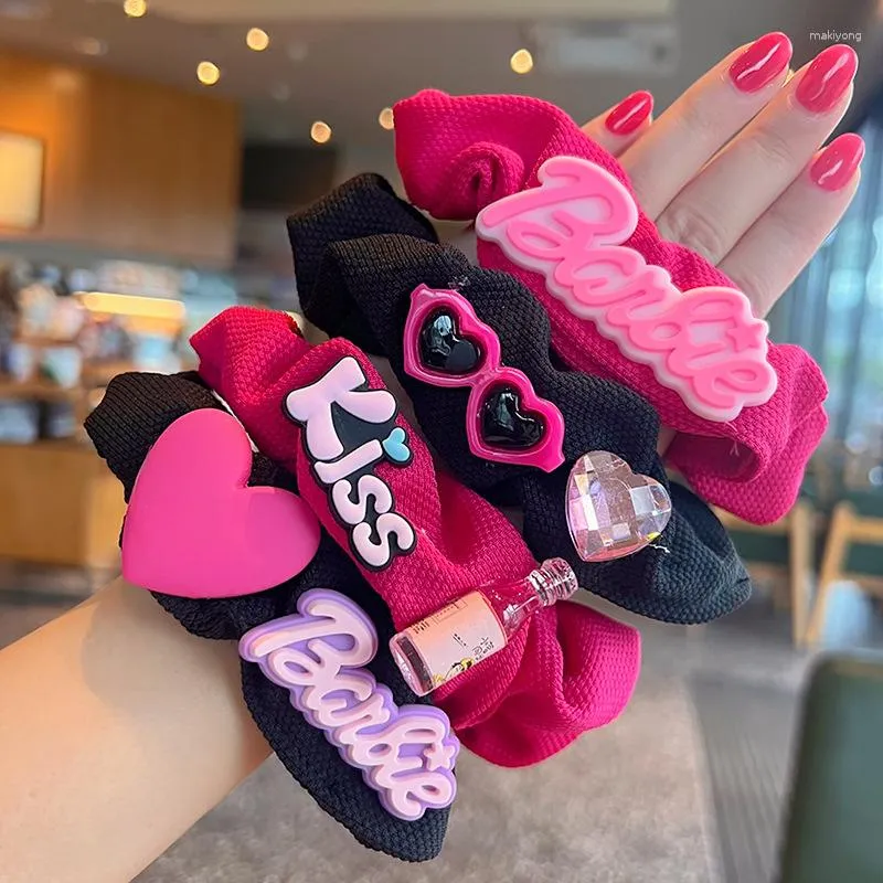 Hair Clips KADRUFI Korean Fashion Dopamine Large Rope Sunglasses Heart Decor Elastic Bands Pink Kpop Holder Accessories