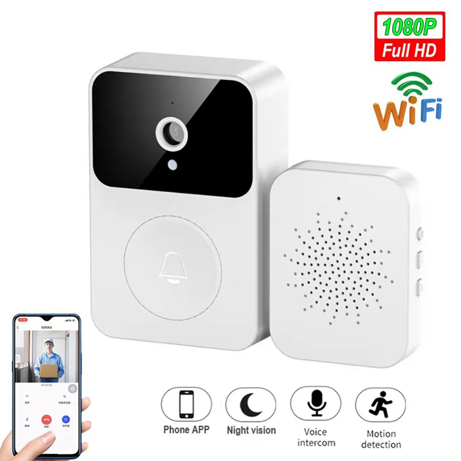 X9 WiFi WiFi Smart WiFi Doorbell مقاومة للماء 1080p HD Videobell مع الكاميرا HD INTRARADE VISION CAMERT