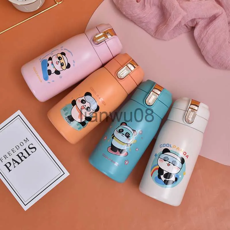 Kopjes Borden Gebruiksvoorwerpen Cartoon Panda Fles Water Kinderen 316 roestvrij staal Stuiterende beker LED-temperatuurdisplay Beker Student Draagbare Thermos Slimme mok x0904