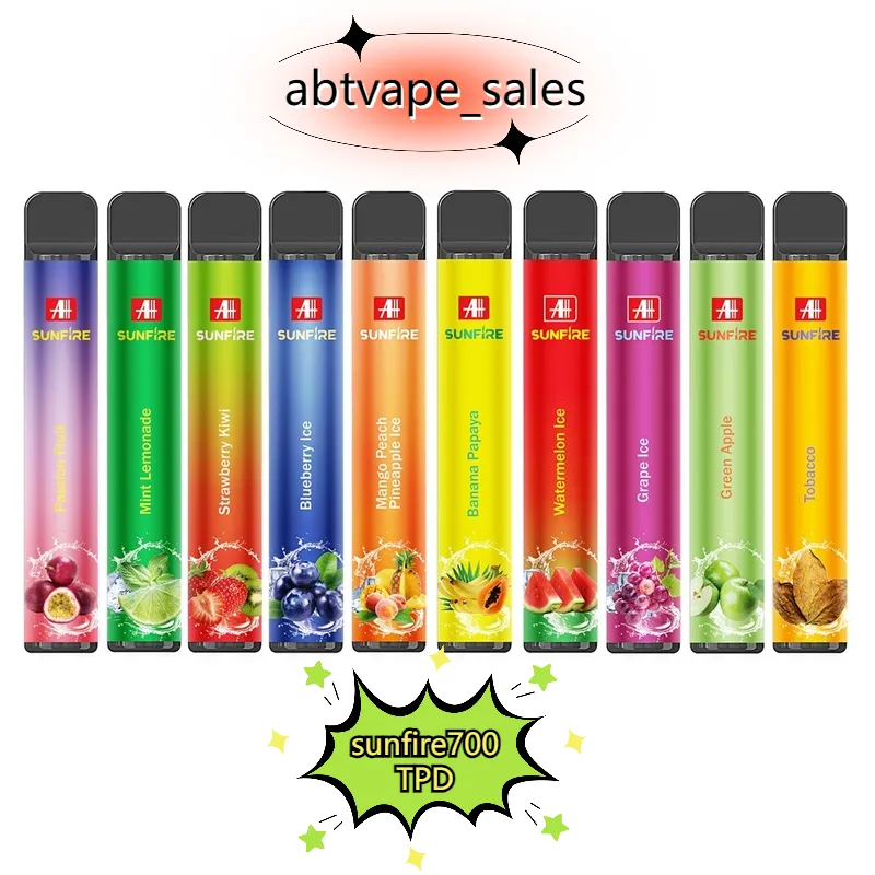 Sunfire 700 Puffs Disposable Vape 2ml Carts Prefilled 550mAh Cigarette