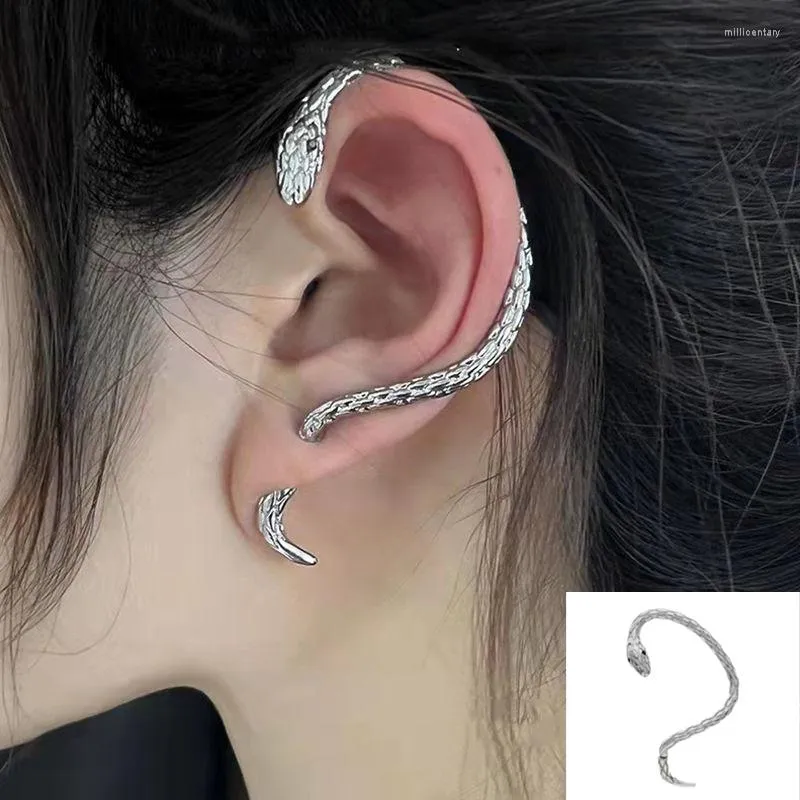 Boucles d'oreilles pendantes Vintage en forme de serpent, crochet d'oreille en acier inoxydable pour femmes, accessoires gothiques à Clip, tendance 2023