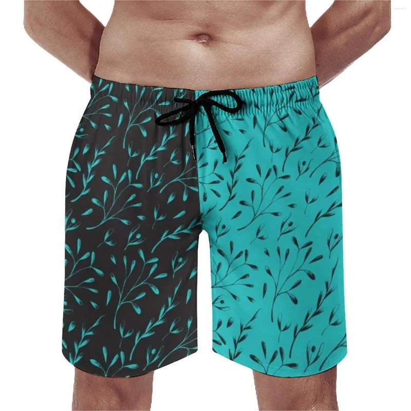 Herren-Shorts, zweifarbig, Brett, schwarz, Blattrebe, Blumenmuster, niedlich, Strand, kurze Hose, Herren, Grafik, Laufen, Surfen, schnell trocknend, Badehose, Geschenk