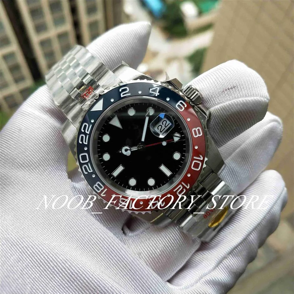 Super 5 Star Factory Mens Watch 40mm Red Blue Ceramic Bezel Automatic Cal 3285 Movement Men V12 904L Steel Armband Pepsi 40mm LUM300A