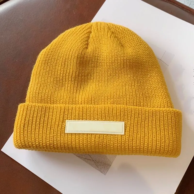 Winter Knitted Beanie cotton Hat Women men yellow high quality Knit Thick Warm Beanies Hats Female Bonnet Caps