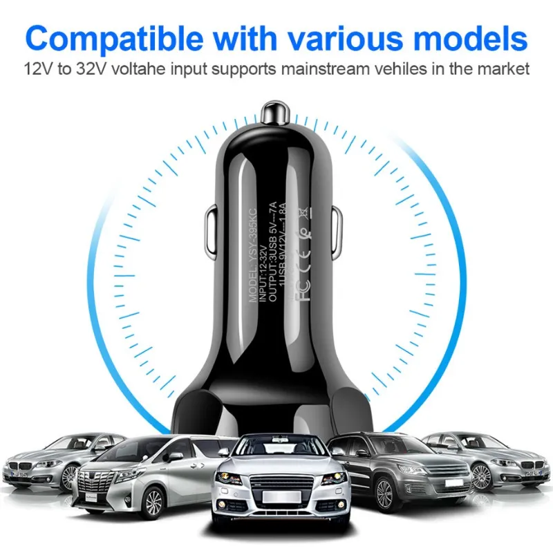 3 Ports Multi USB PD Car  55W Quick Charging Adapter QC3.0 Fast Car Charge for iPhone 15 14 13 Pro Max Samsung S22 S23