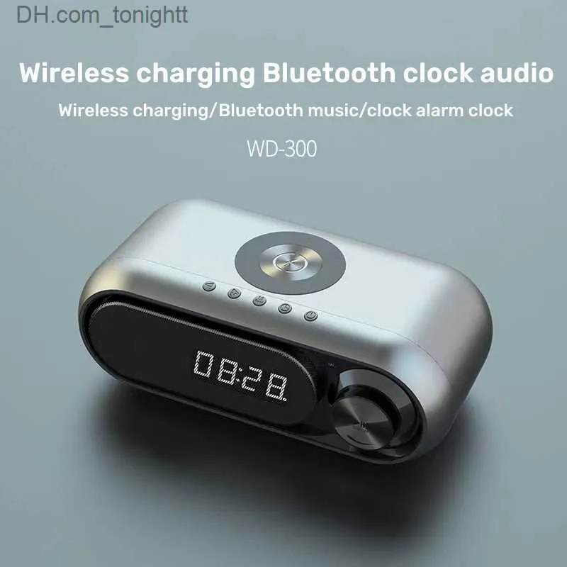 Przenośne głośniki bezprzewodowe głośnik Bluetooth cyfrowy alarm zegara fm radio tf aux bass wzmacniają skrzynkę dźwiękową z bezprzewodową ładowarką Caixa de SOM na PC Q230904