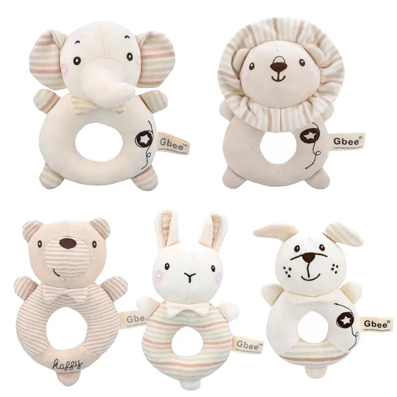 Sonagli Mobili Peluche Sonagli morbidi Giocattolo per oltre 0 mesi nati Baby Shaker Elefante Leone Orso Coniglio Cartone animato Peluche Anello Sonaglio 230901