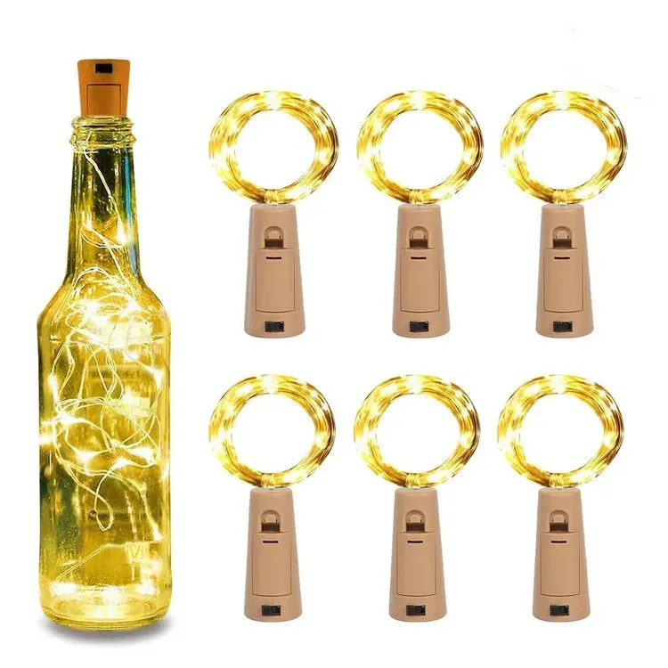 Com-four® 6 Luci Per Bottiglie A LED Con Tappo In Sughero, Catene Luminose Con 8 LED Bianco Caldo Per Bottiglie Di Vino, Decorazione Romantica, Funzionamento A Batteria
