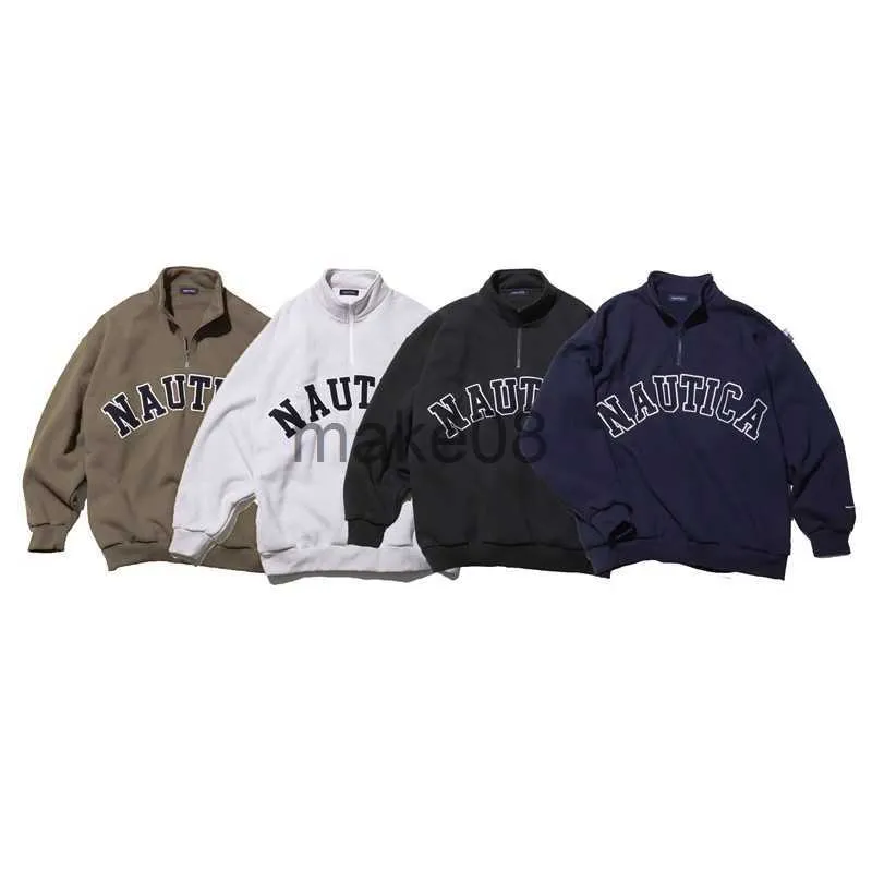 Mens Hoodies Sweatshirts Nautica Hoodies for Men 2023 New Spring Japanese Women Oversized Hoodies Sweatshirts Letter Embroidered Half Zipper Streetwe J230904