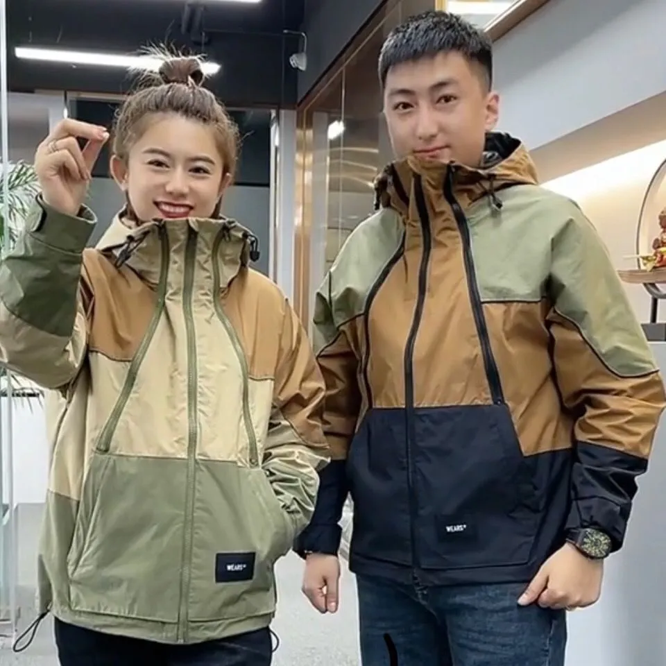 Jaquetas Masculinas Double Zipper Hood Manga Longa Jaqueta Hoodie Moletom  Homens Mulheres Patchwork Primavera Outono Casaco Casual Solto 230901 De  $246,96