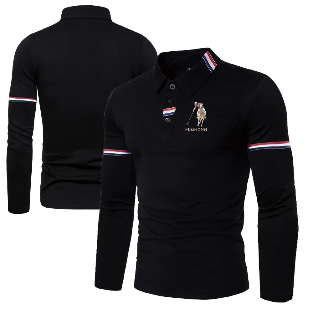 Men's Polos HDDHDHH Polo Print Long Sleeve Shirt Spring Business Workwear Lapel TShirt 230901
