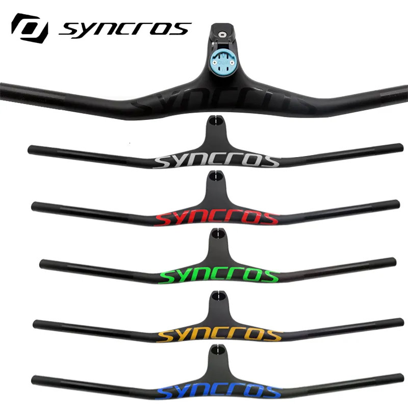 Composants de guidon de vélo Syncros guidon intégré VTT multicolore en fibre de carbone tige de guidon en forme unique -17 degrés cadre de vélo pièces de vélo 230904