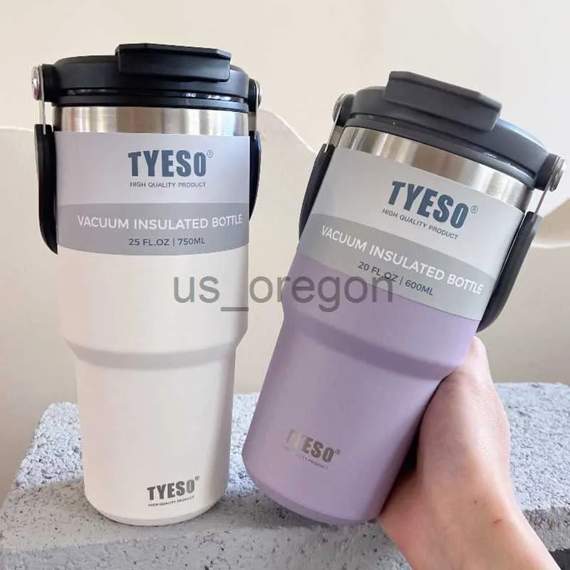 Tyeso Coffee Cup Cup Thermos Bottleステンレススチール製車水ボトル層断熱トラベルマグ掃除フラスココールドアンドホットX0904
